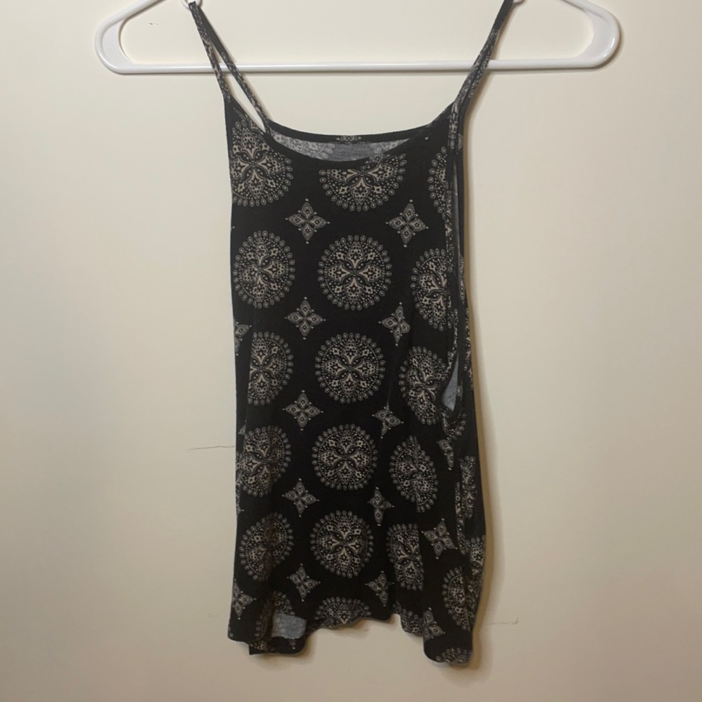 Black tank with tan design